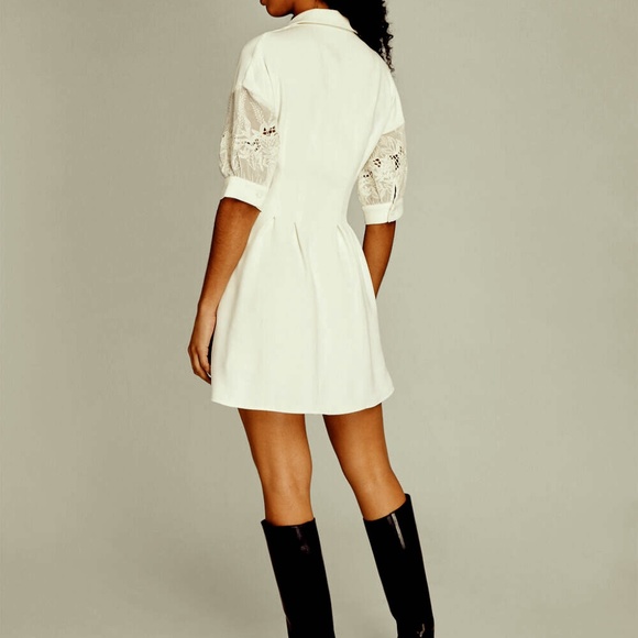 Embroidered Balloon Sleeve Dress - Brand New - NEVER WORN - Egret - Picture 2 of 4